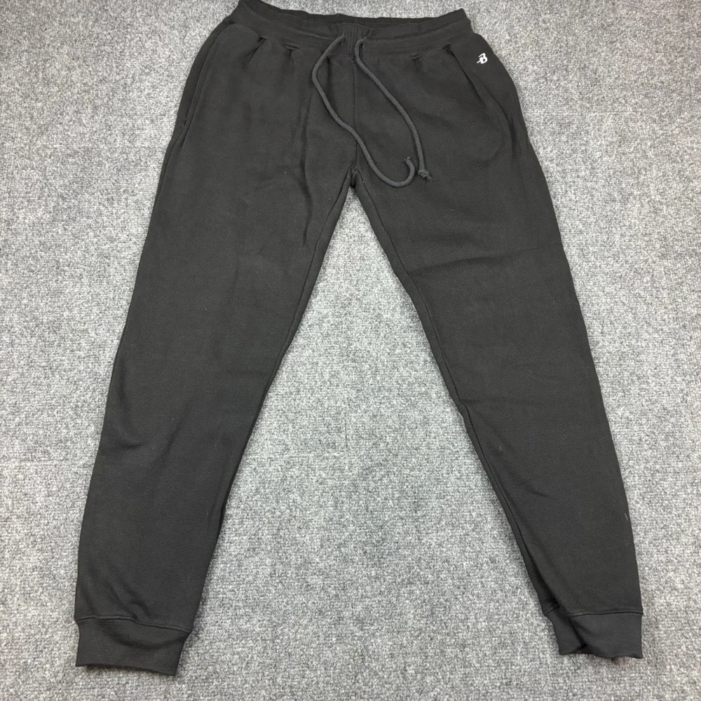 Badger Sport Womens Black Jogger Sweatpants Fleece Lined Drawstring Size Medium